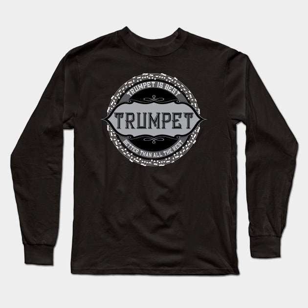 Trumpet Best White Music Note Circle Long Sleeve T-Shirt by Barthol Graphics